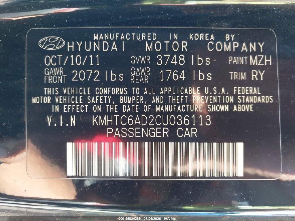 KMHTC6AD2CU036113 2012 HYUNDAI VELOSTER photo no. 9