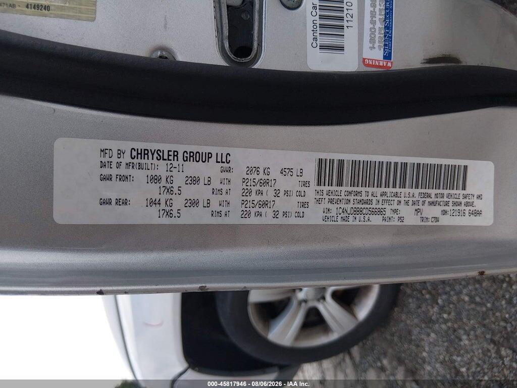 1C4NJDBB8CD566865 2012 JEEP COMPASS photo no. 9