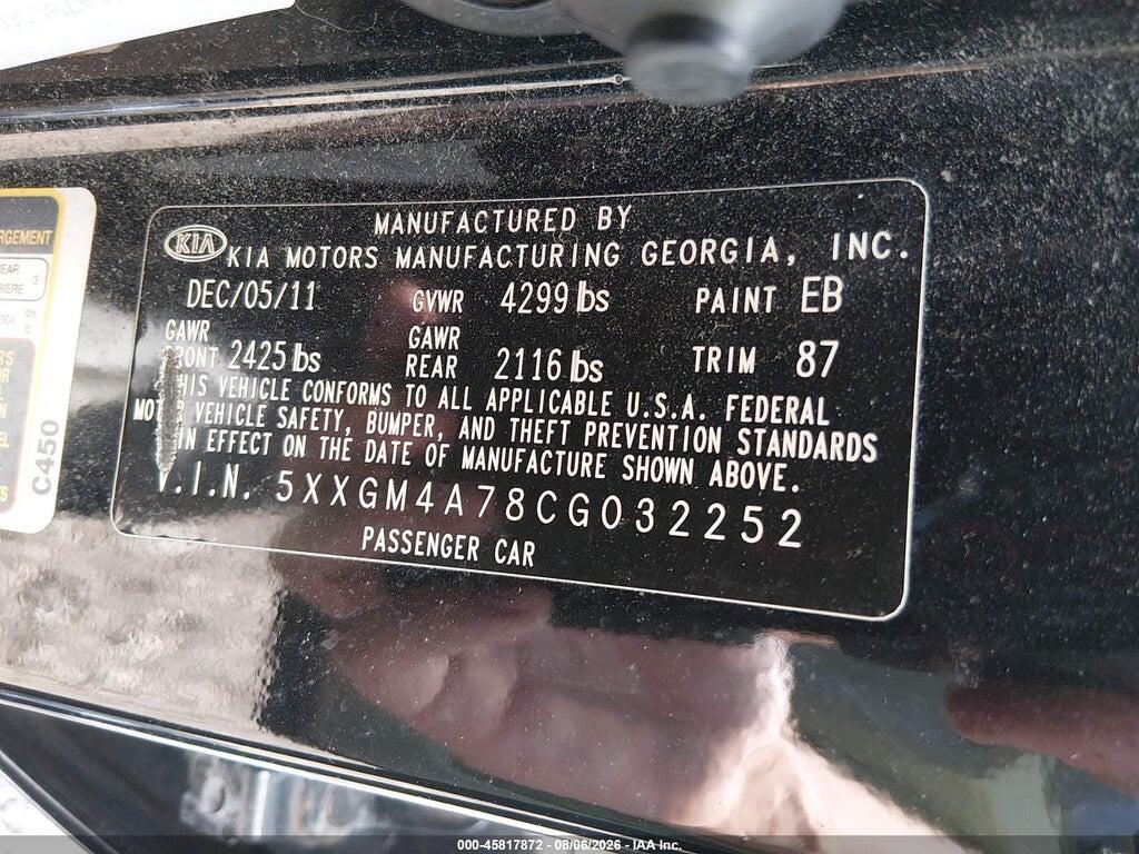 5XXGM4A78CG032252 2012 KIA OPTIMA photo no. 9