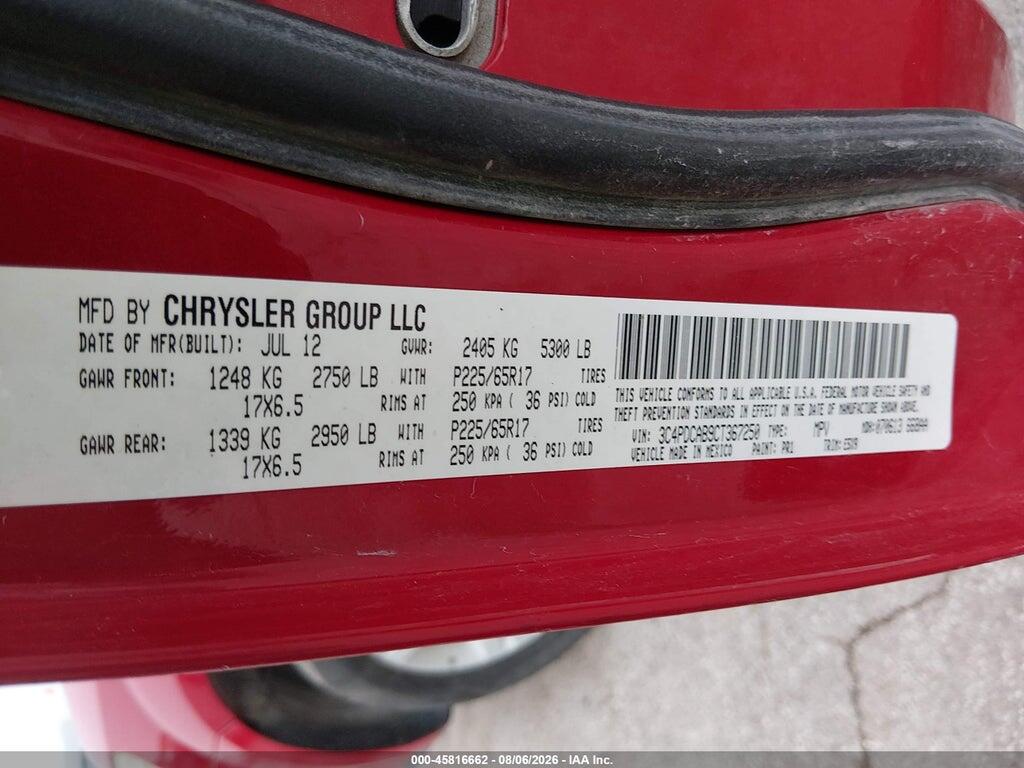 3C4PDCAB9CT367250 2012 DODGE JOURNEY photo no. 9