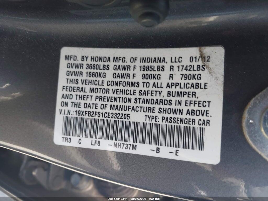 19XFB2F51CE332205 2012 HONDA CIVIC photo no. 9
