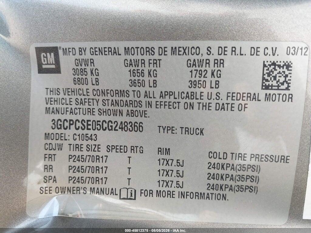 3GCPCSE05CG248366 2012 CHEVROLET SILVERADO 1500 photo no. 9