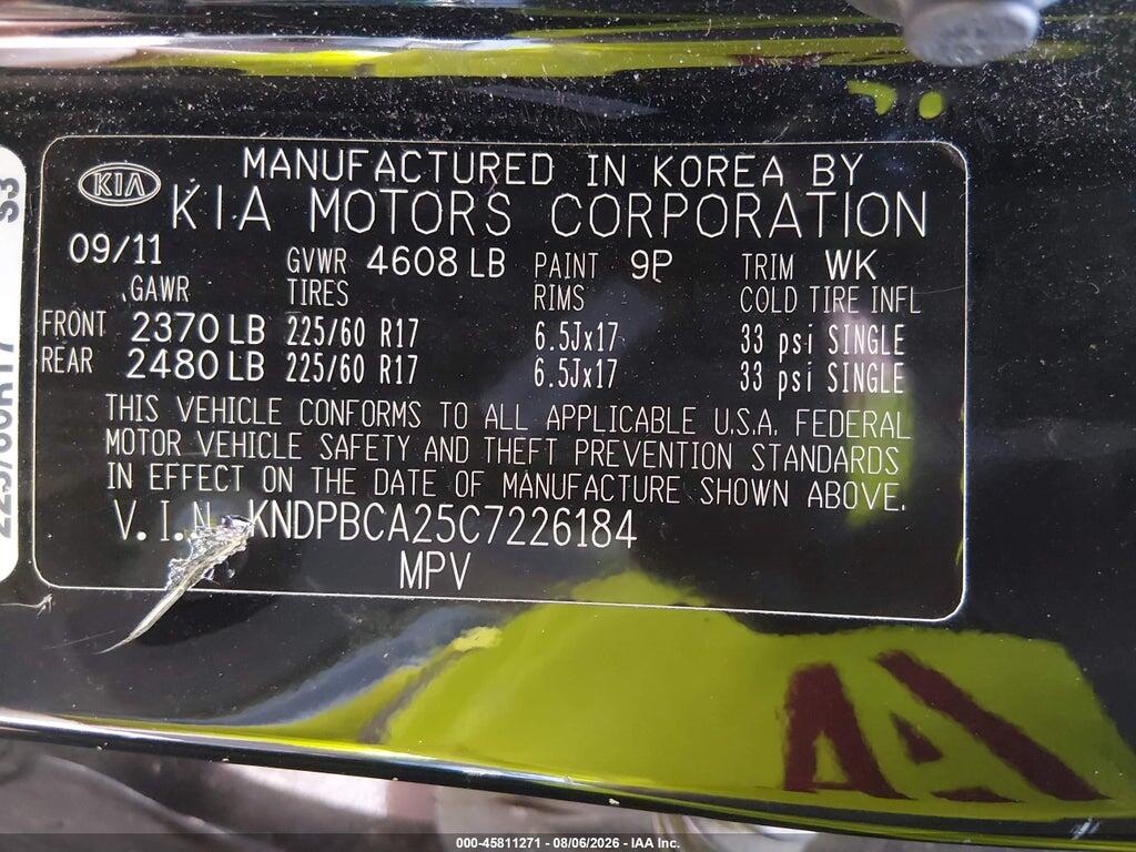 KNDPBCA25C7226184 2012 KIA SPORTAGE photo no. 9