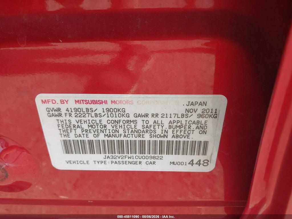 JA32V2FW1CU009822 2012 MITSUBISHI LANCER photo no. 9