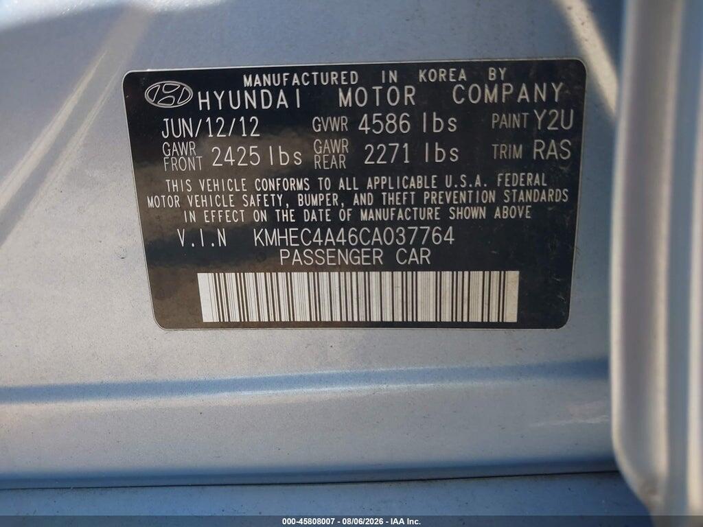 KMHEC4A46CA037764 2012 HYUNDAI SONATA HYBRID photo no. 9
