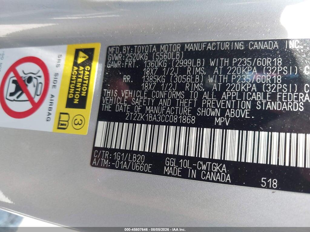 2T2ZK1BA3CC081868 2012 LEXUS RX 350 photo no. 9