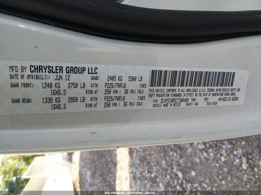 3C4PDCAB5CT390489 2012 DODGE JOURNEY photo no. 9