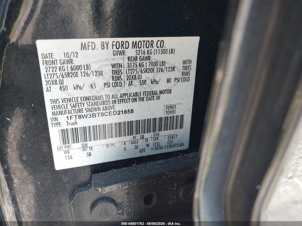 1FT8W3BT9CED21858 2012 FORD F-350 photo no. 9