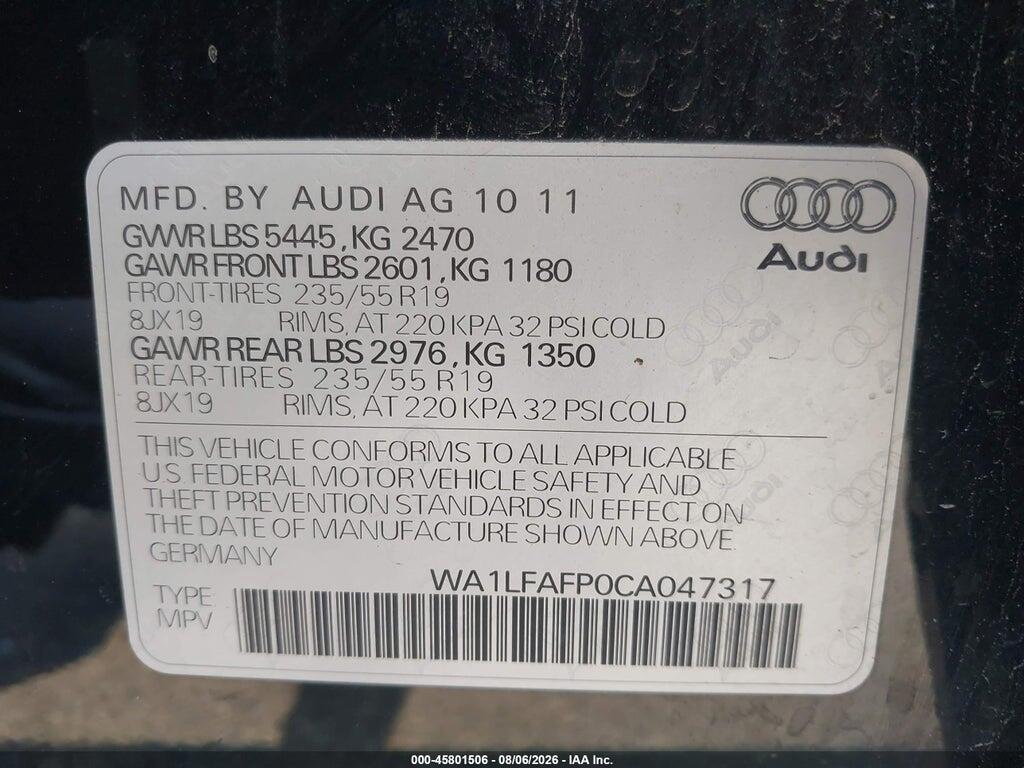 WA1LFAFP0CA047317 2012 AUDI Q5 photo no. 8