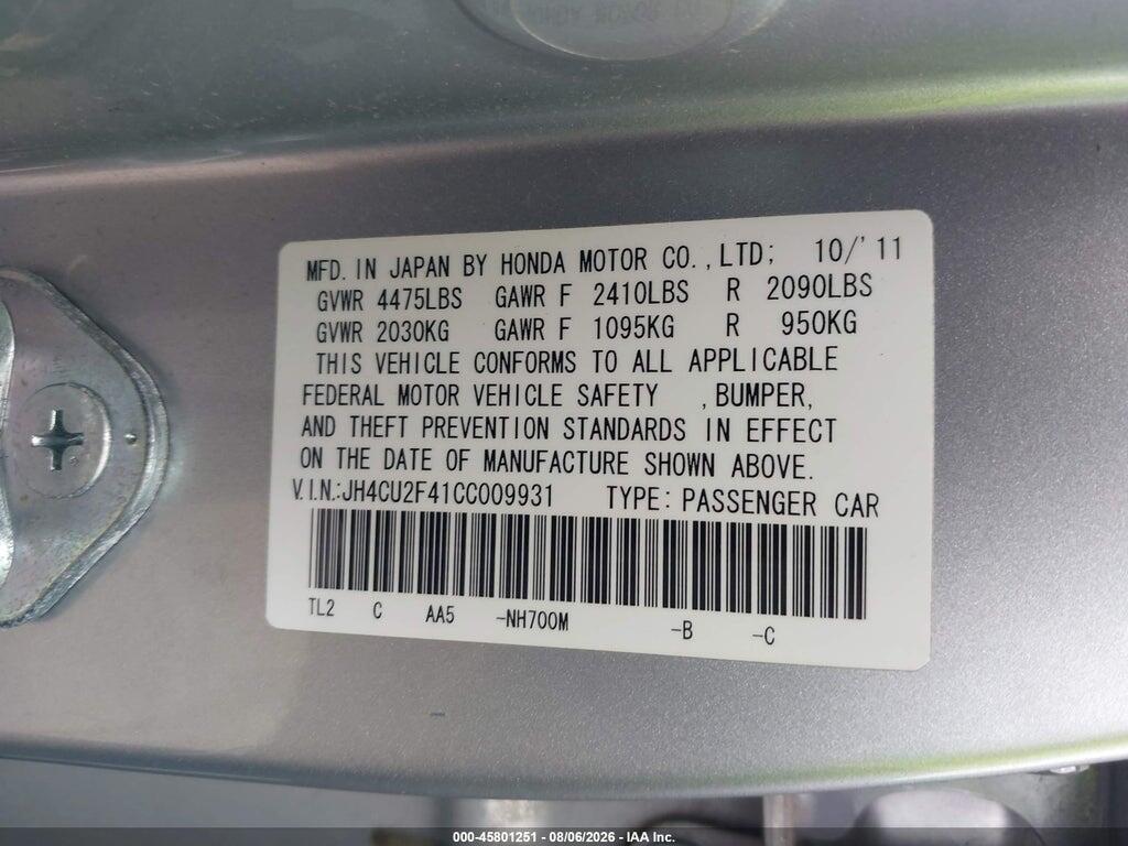 JH4CU2F41CC009931 2012 ACURA TSX photo no. 9