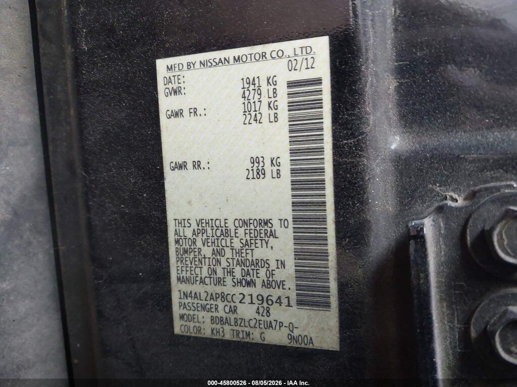 1N4AL2AP8CC219641 2012 NISSAN ALTIMA photo no. 9