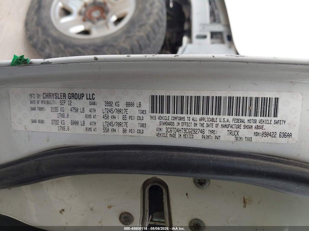 3C6TD4HT9CG292746 2012 RAM 2500 photo no. 9