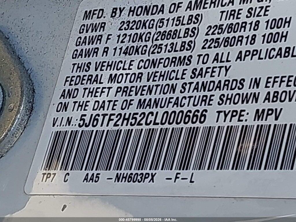 5J6TF2H52CL000666 2012 HONDA CROSSTOUR photo no. 9