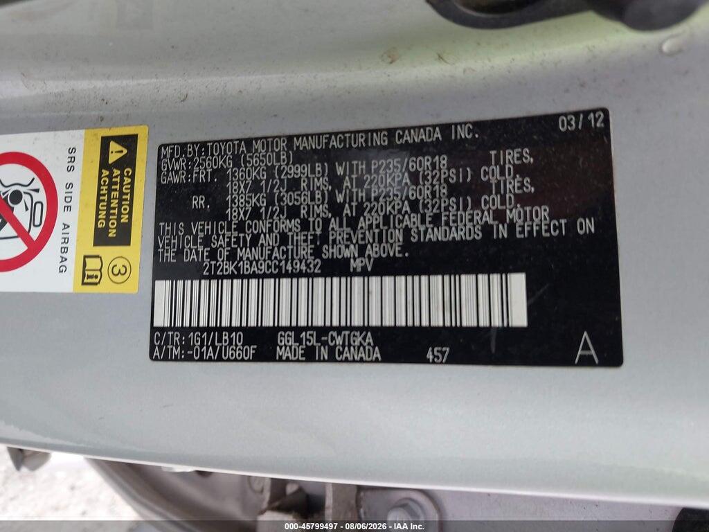 2T2BK1BA9CC149432 2012 LEXUS RX 350 photo no. 9