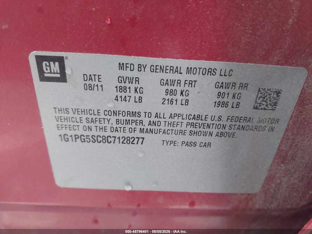 1G1PG5SC8C7128277 2012 CHEVROLET CRUZE photo no. 9
