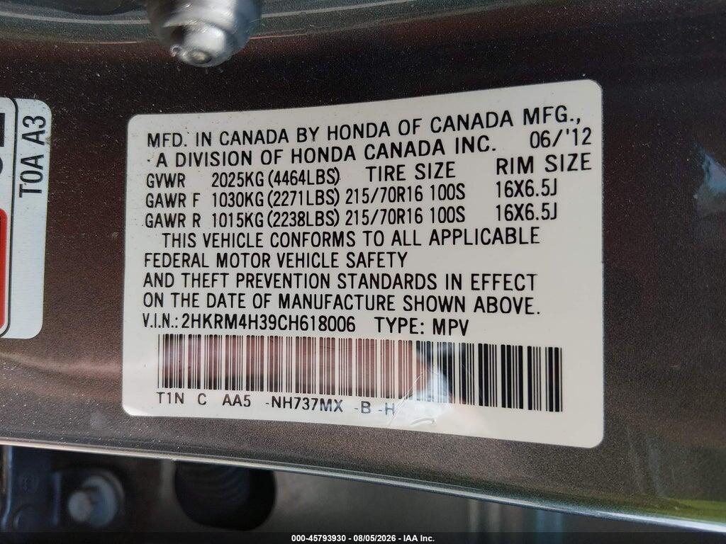 2HKRM4H39CH618006 2012 HONDA CR-V photo no. 9