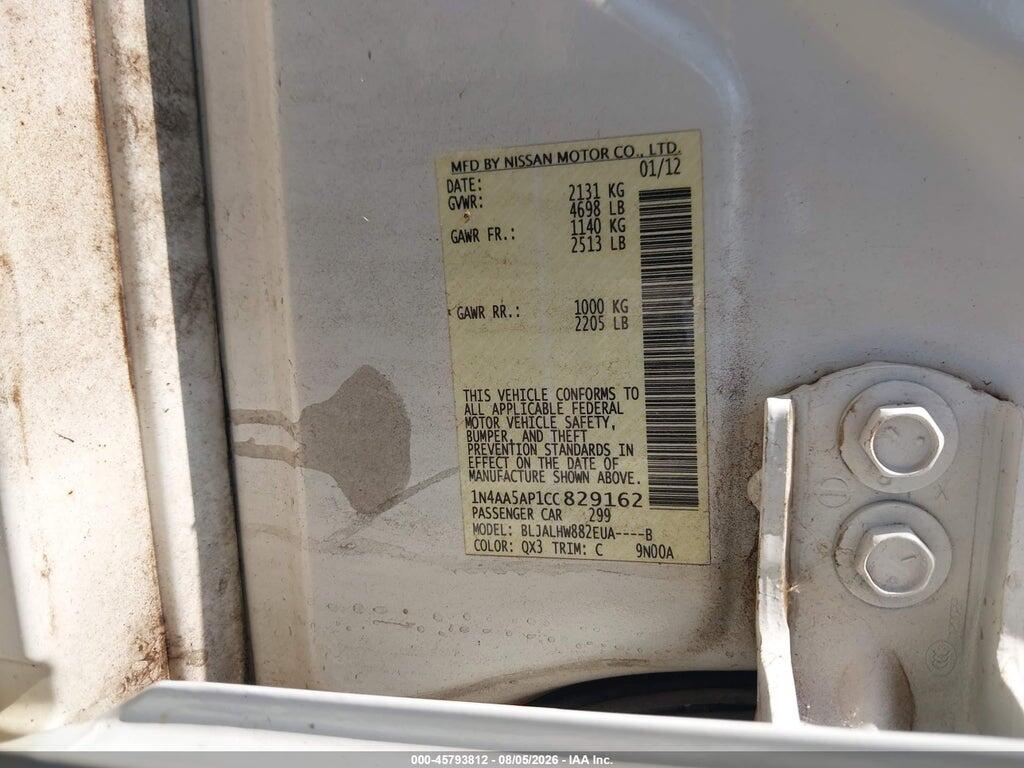 1N4AA5AP1CC829162 2012 NISSAN MAXIMA photo no. 9