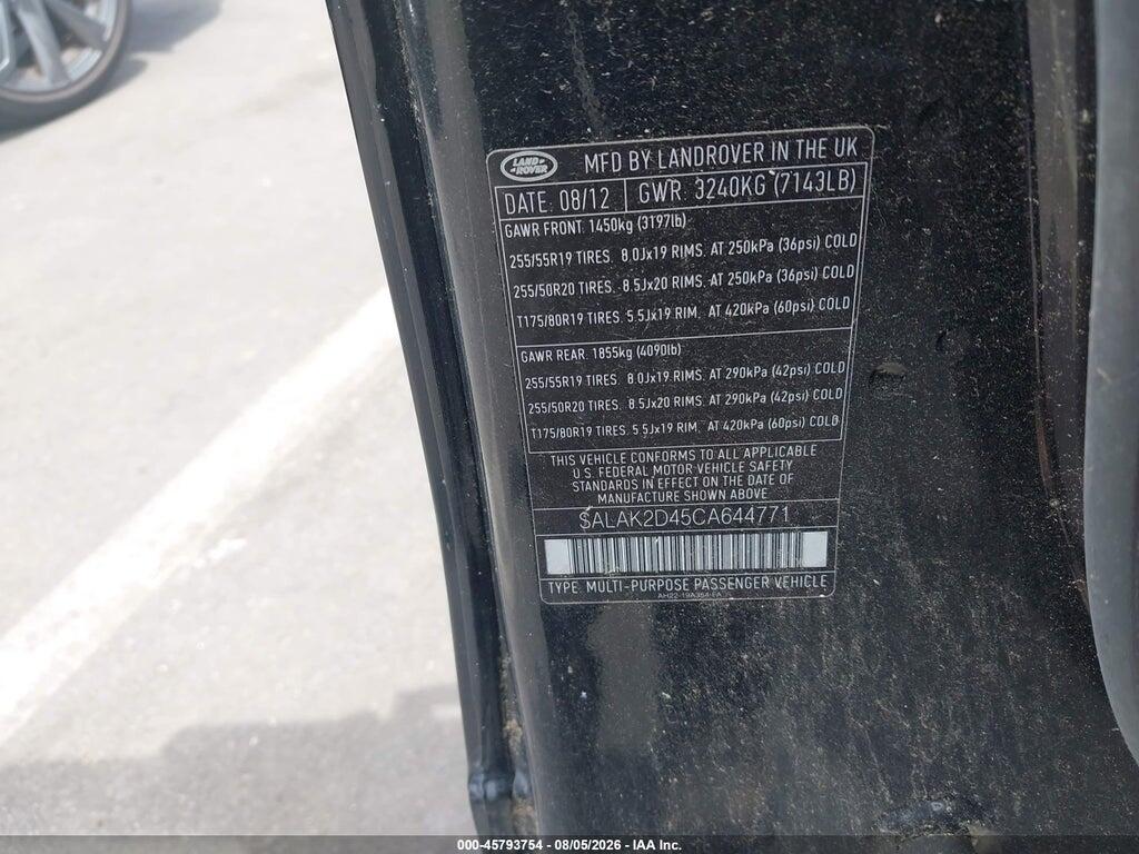SALAK2D45CA644771 2012 LAND ROVER LR4 photo no. 9