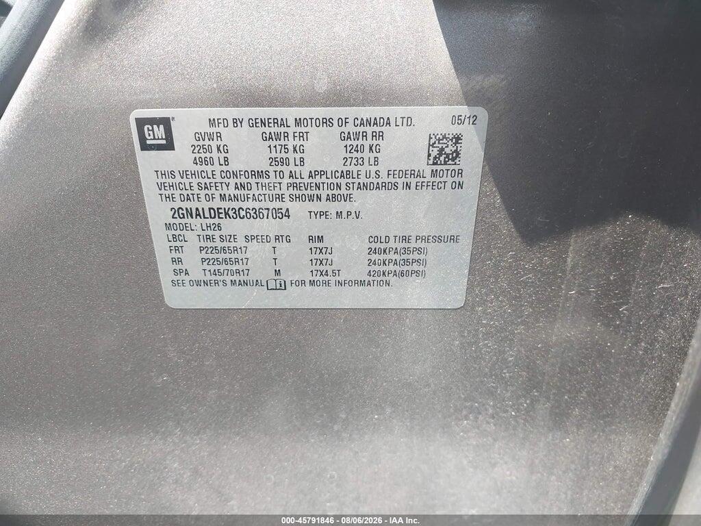2GNALDEK3C6367054 2012 CHEVROLET EQUINOX photo no. 9