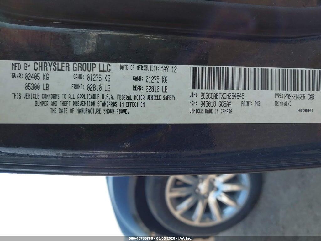 2C3CCAETXCH264845 2012 CHRYSLER 300C photo no. 9
