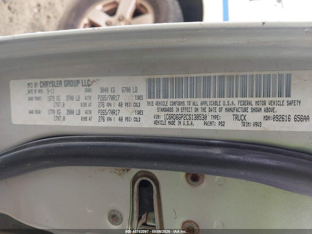 1C6RD6GP2CS138530 2012 RAM 1500 photo no. 9