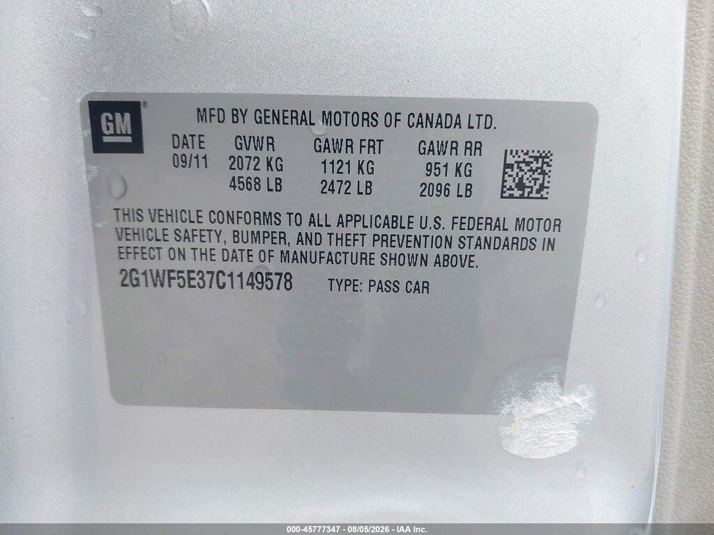 2G1WF5E37C1149578 2012 CHEVROLET IMPALA photo no. 9