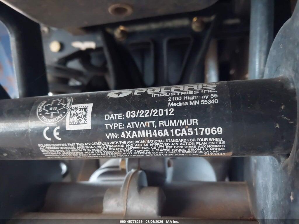 4XAMH46A1CA517069 2012 POLARIS SPORTSMAN photo no. 10