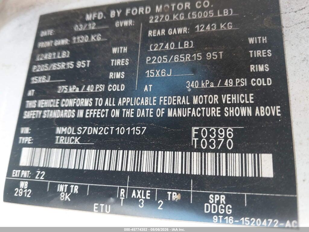 NM0LS7DN2CT101157 2012 FORD TRANSIT CONNECT photo no. 9