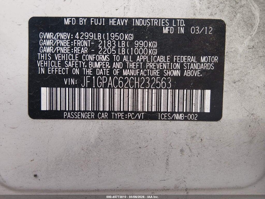 JF1GPAC62CH232563 2012 SUBARU IMPREZA photo no. 9