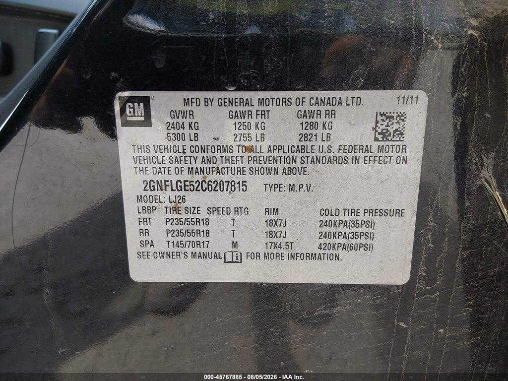 2GNFLGE52C6207815 2012 CHEVROLET EQUINOX photo no. 9