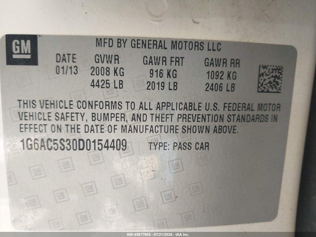 1G6AC5S30D0154409 2013 CADILLAC ATS photo no. 9