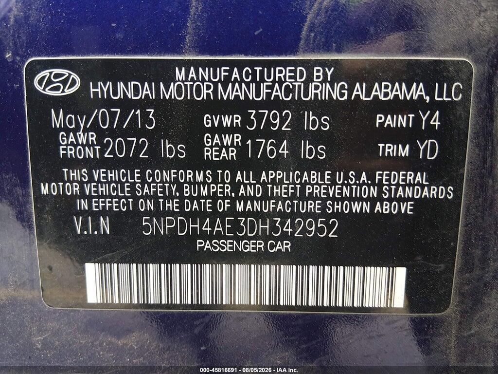 5NPDH4AE3DH342952 2013 HYUNDAI ELANTRA photo no. 9