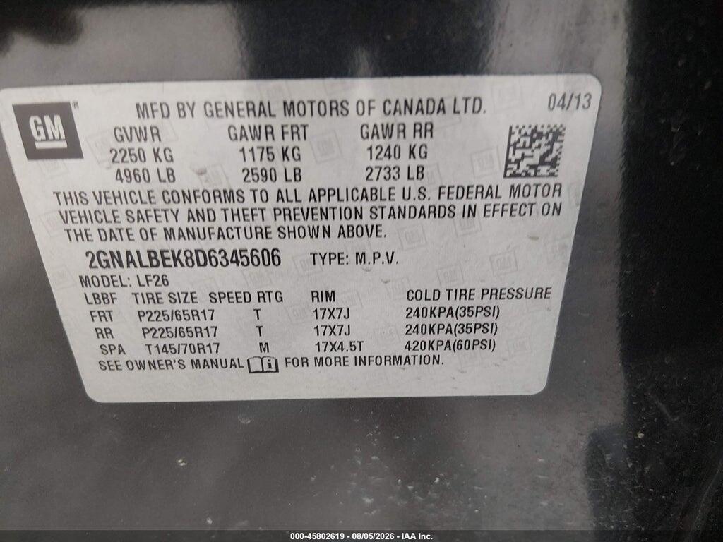 2GNALBEK8D6345606 2013 CHEVROLET EQUINOX photo no. 9