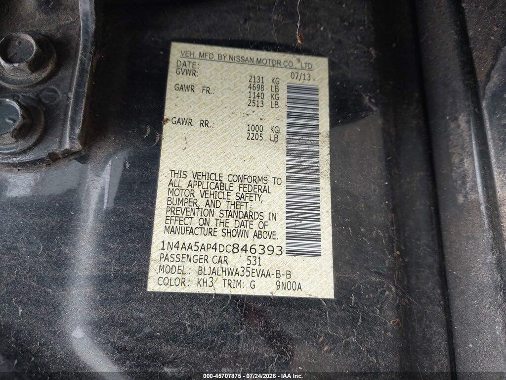 1N4AA5AP4DC846393 2013 NISSAN MAXIMA photo no. 9