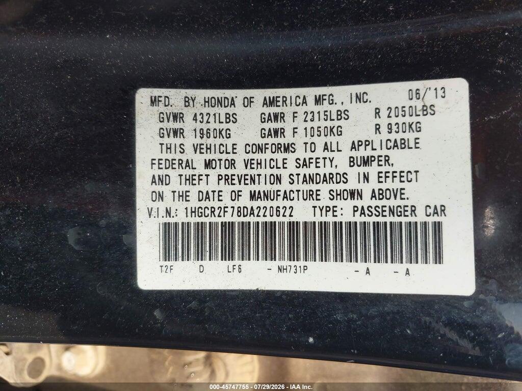 1HGCR2F78DA220622 2013 HONDA ACCORD photo no. 9