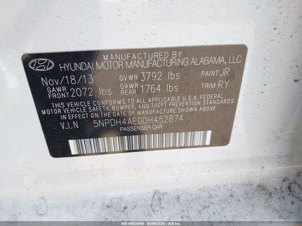 5NPDH4AE0DH452874 2013 HYUNDAI ELANTRA photo no. 9
