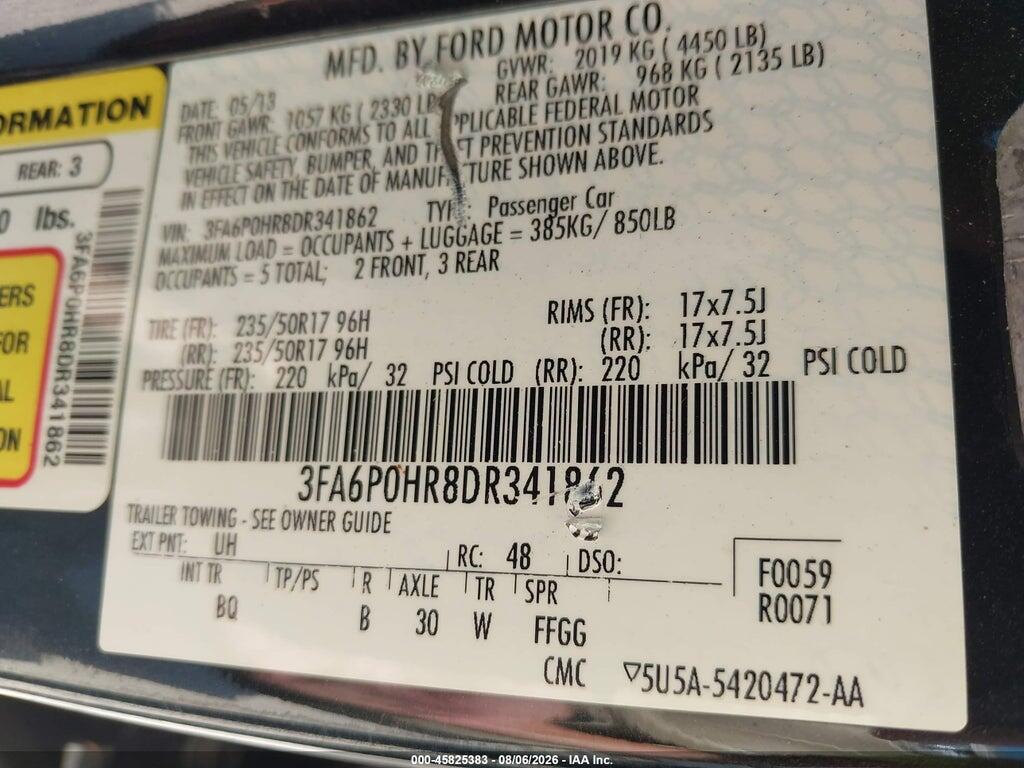 3FA6P0HR8DR341862 2013 FORD FUSION photo no. 9