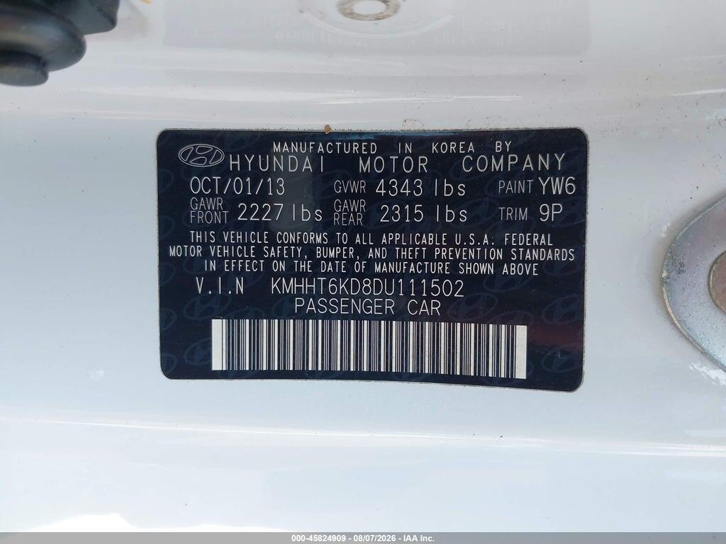 KMHHT6KD8DU111502 2013 HYUNDAI GENESIS photo no. 9