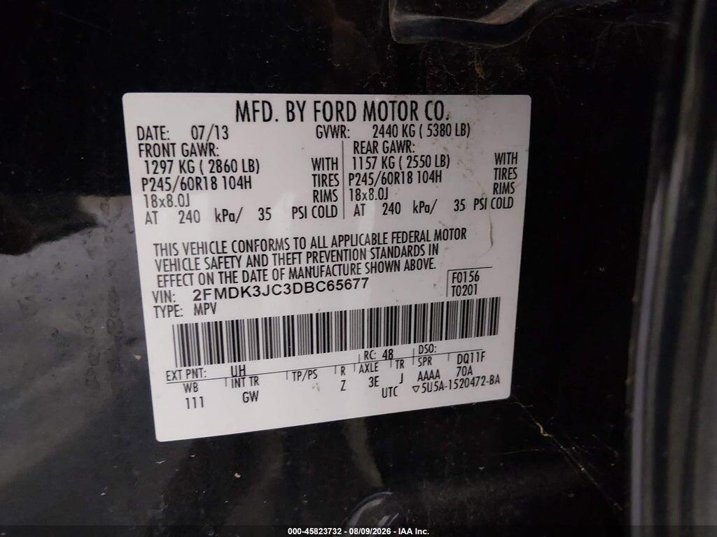 2FMDK3JC3DBC65677 2013 FORD EDGE photo no. 9