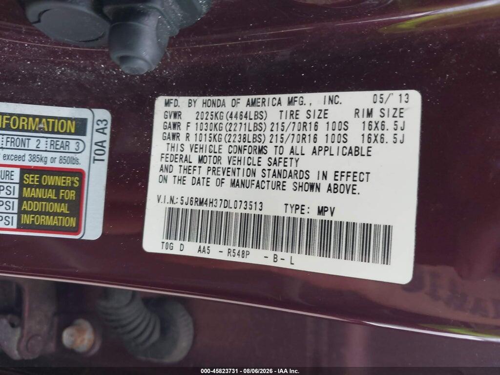 5J6RM4H37DL073513 2013 HONDA CR-V photo no. 9