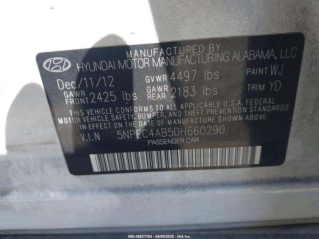 5NPEC4AB5DH660290 2013 HYUNDAI SONATA photo no. 9