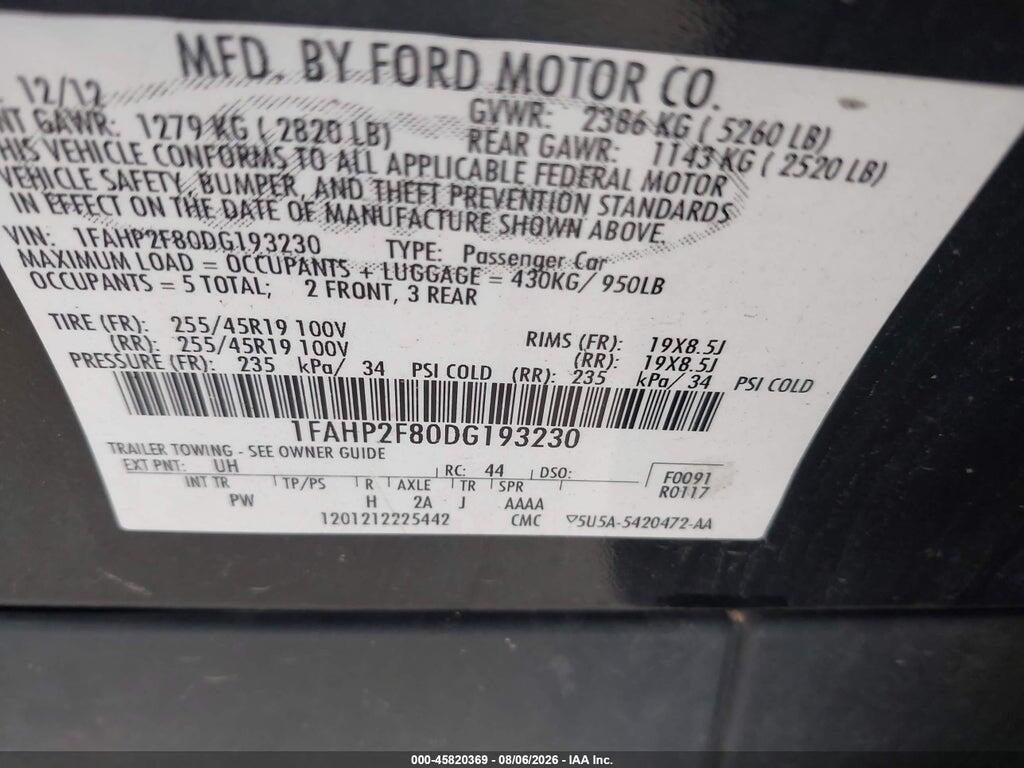 1FAHP2F80DG193230 2013 FORD TAURUS photo no. 9