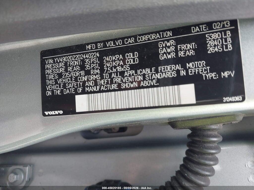 YV4902DZ2D2440224 2013 VOLVO XC60 photo no. 9