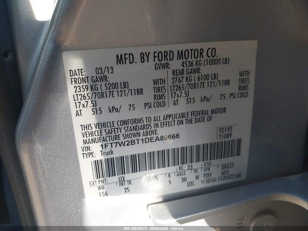 1FT7W2BT1DEA89666 2013 FORD F-250 photo no. 9