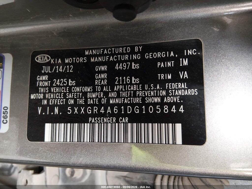 5XXGR4A61DG105844 2013 KIA OPTIMA photo no. 9