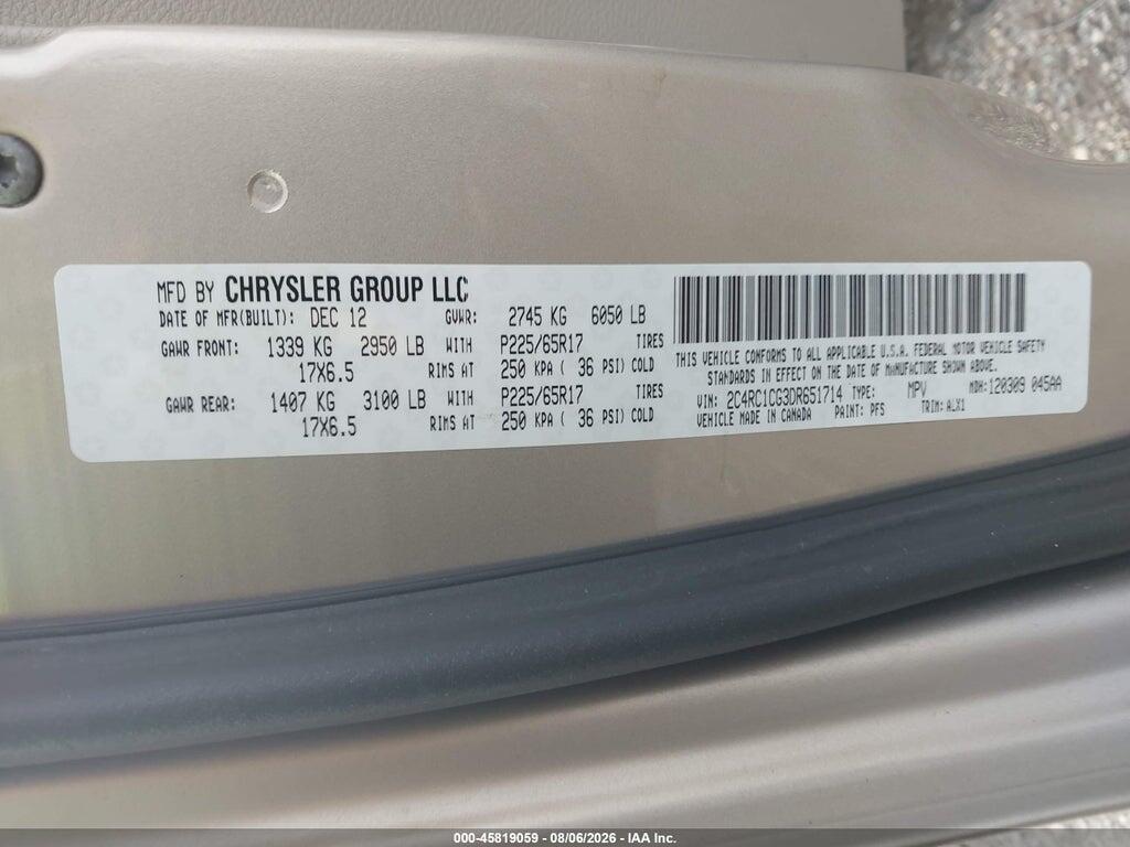 2C4RC1CG3DR651714 2013 CHRYSLER TOWN & COUNTRY photo no. 9
