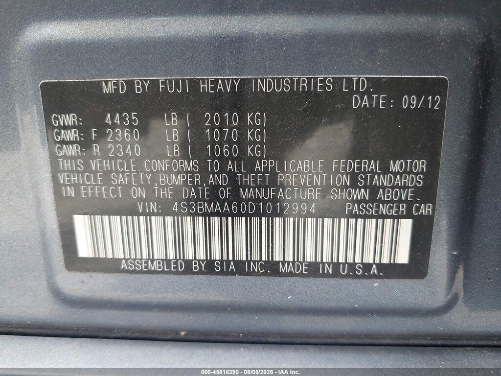 4S3BMAA60D1012994 2013 SUBARU LEGACY photo no. 9