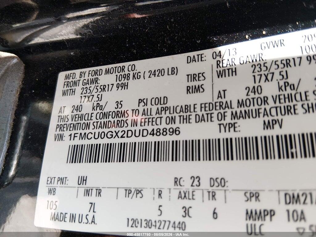 1FMCU0GX2DUD48896 2013 FORD ESCAPE photo no. 9