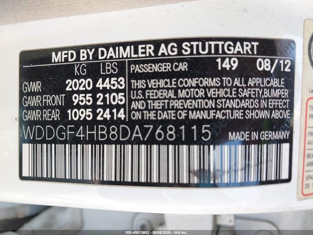 WDDGF4HB8DA768115 2013 MERCEDES-BENZ C 250 photo no. 9
