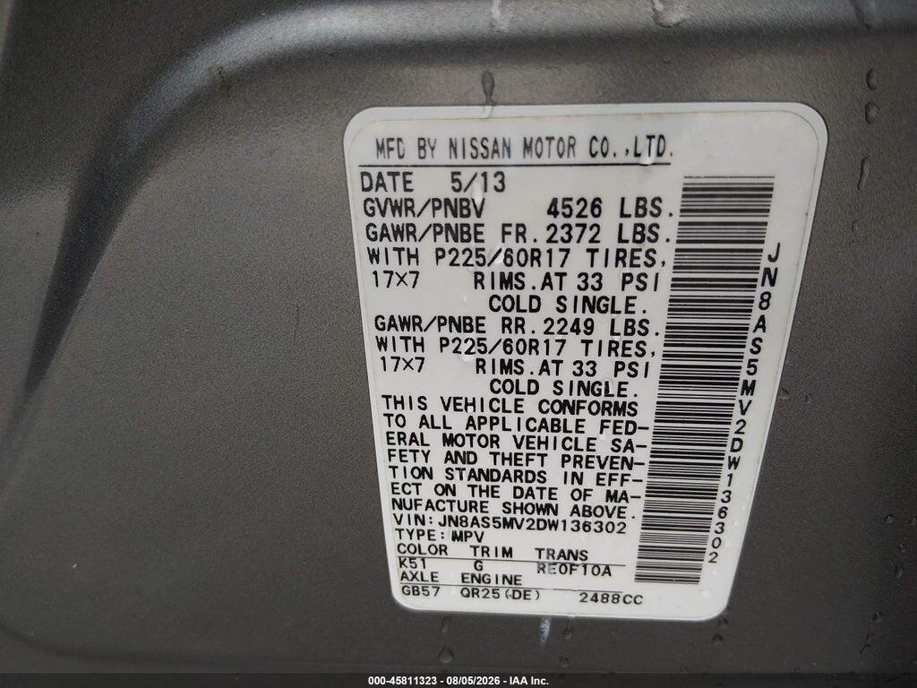 JN8AS5MV2DW136302 2013 NISSAN ROGUE photo no. 9